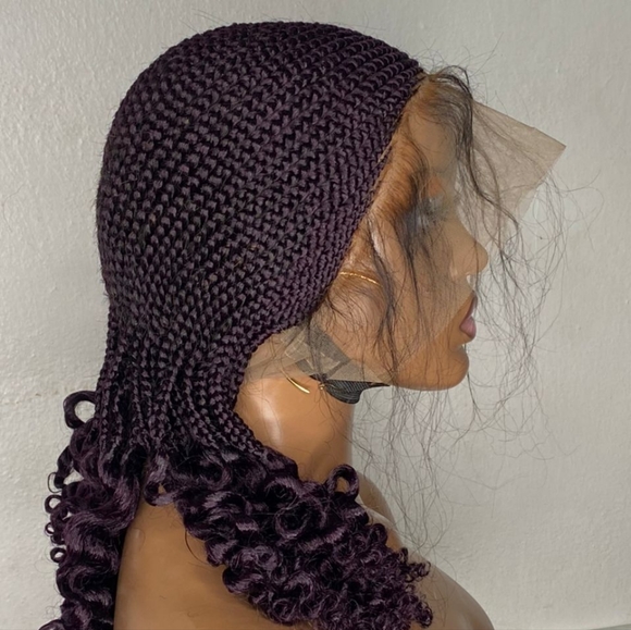 Braided wig with curls tips
